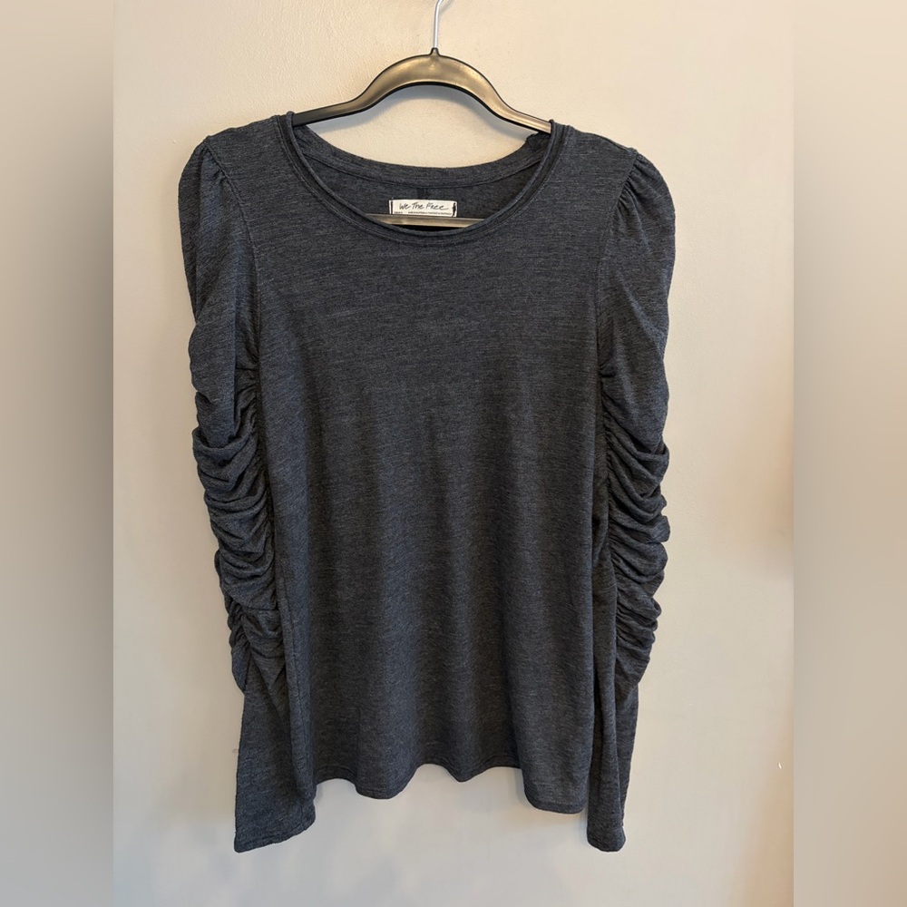 We The Free Free People Natasha Ruched Long Sleeve Top Heather grey size S